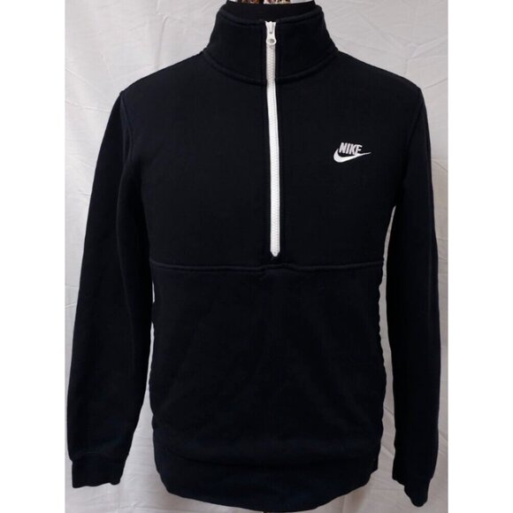 Nike Womens Small Black 1/2 Zip Pullover Soft Fleece Hoodie Sweatshirt - Picture 1 of 11